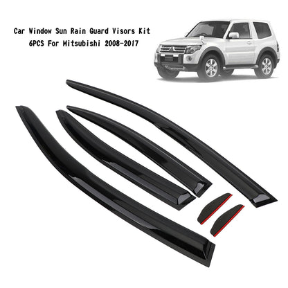Car Window Sun Rain Guard Visors Kit 6PCS For Mitsubishi Lancer 2008-2017