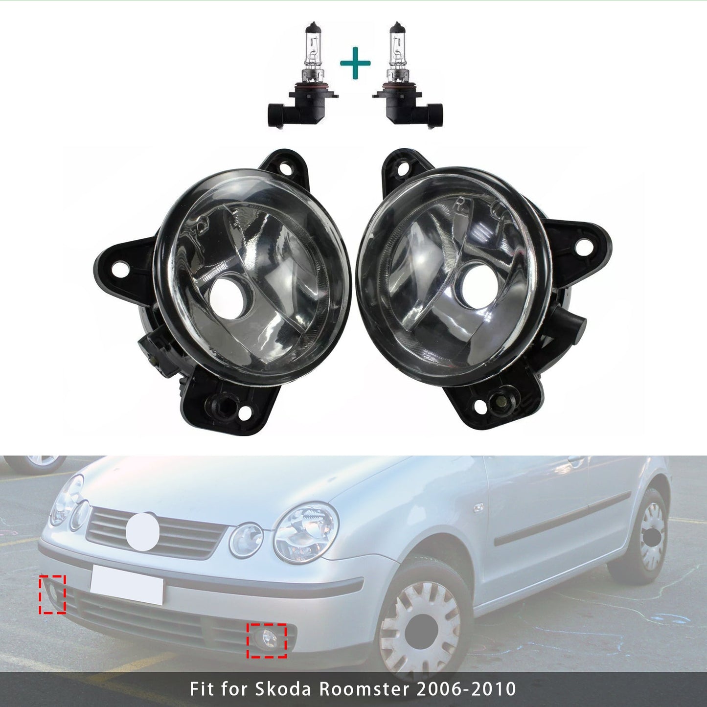 2005-2009 Volkswagen Polo 9N Pair Front Fog Light With Bulbs 6QD941699 6QD941700