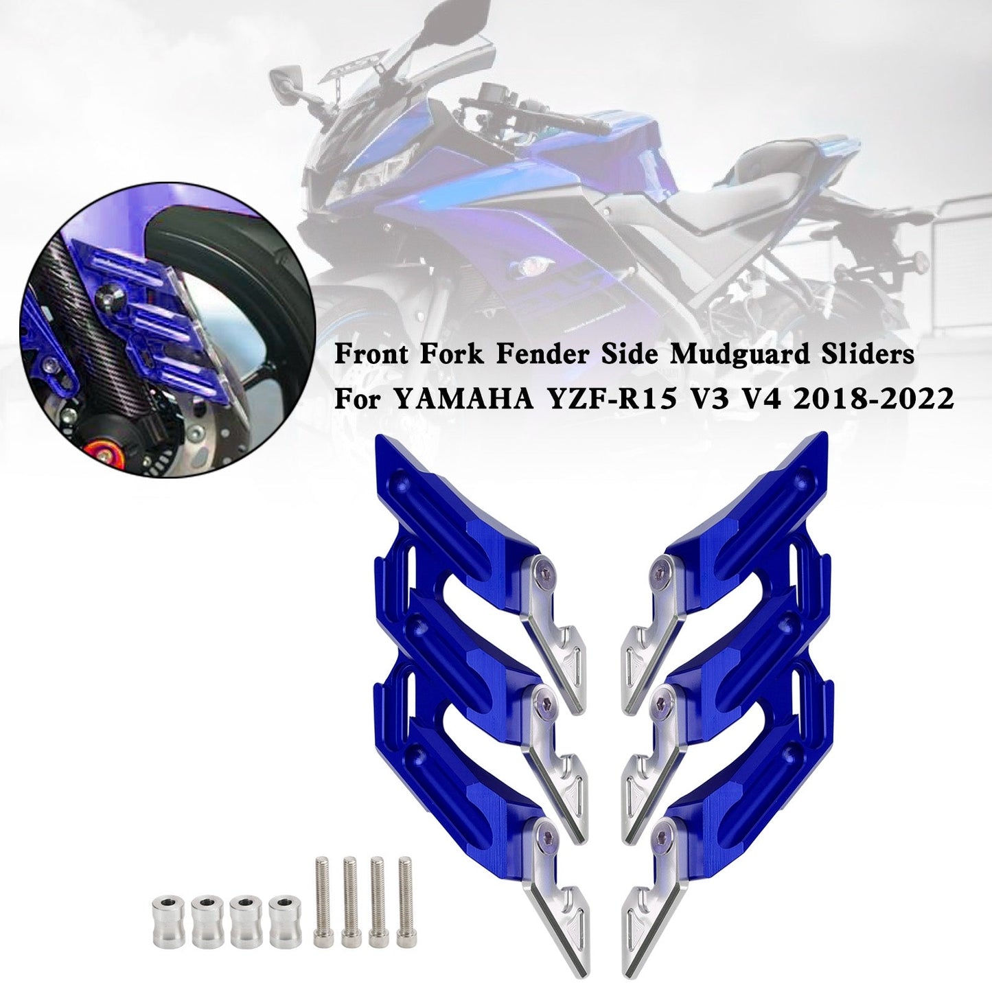 2018-2022 YAMAHA YZF-R15 V3 V4 CNC Front Fork Fender Side Mudguard Sliders