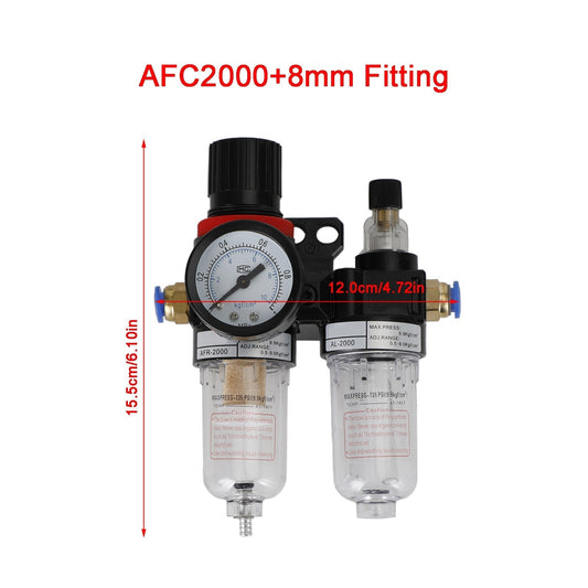 Air Compressor Oil Water Separator Filter Regulator Trap For AFR2000 AL2000, PC 8mm Fitting