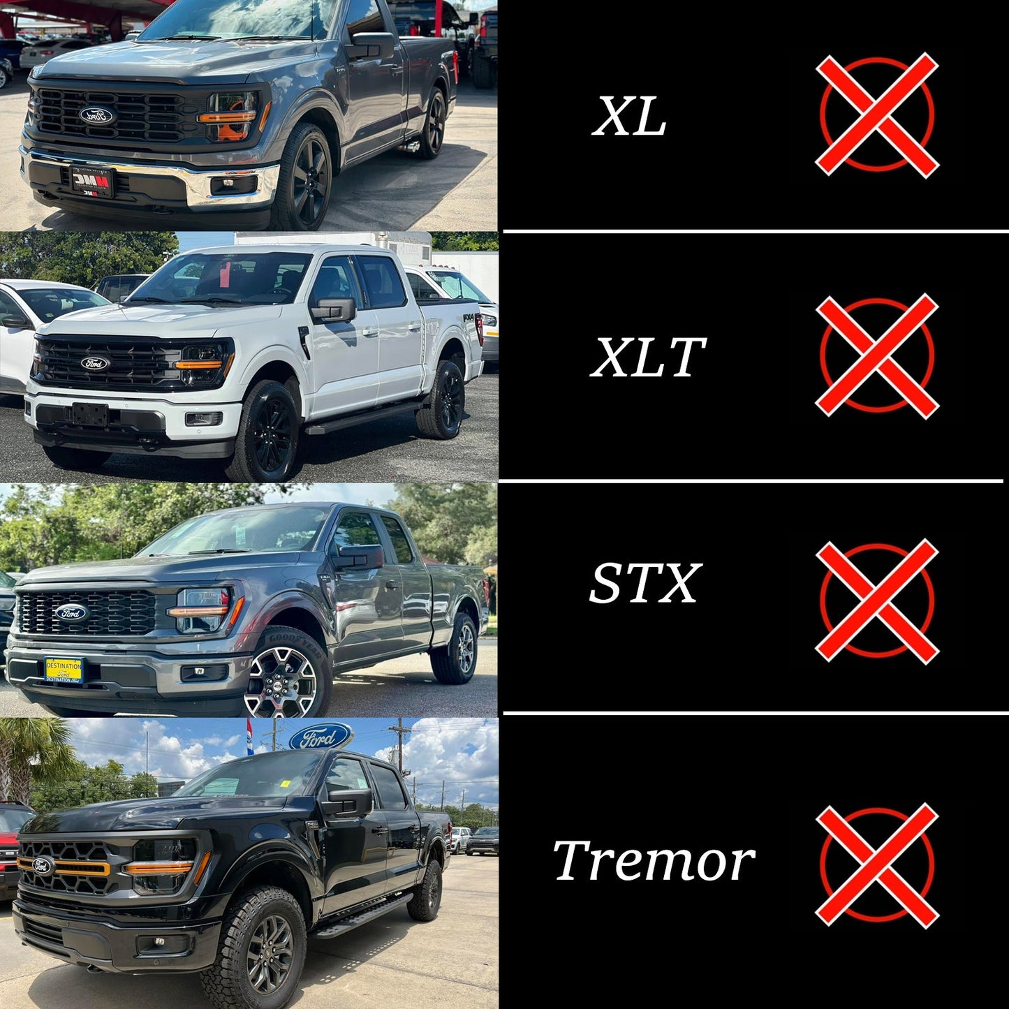 2024-2026 Ford F150 Lariat / King Ranch / Platinum Raptor Style Grille Front Bumper Black Grille W/ LED