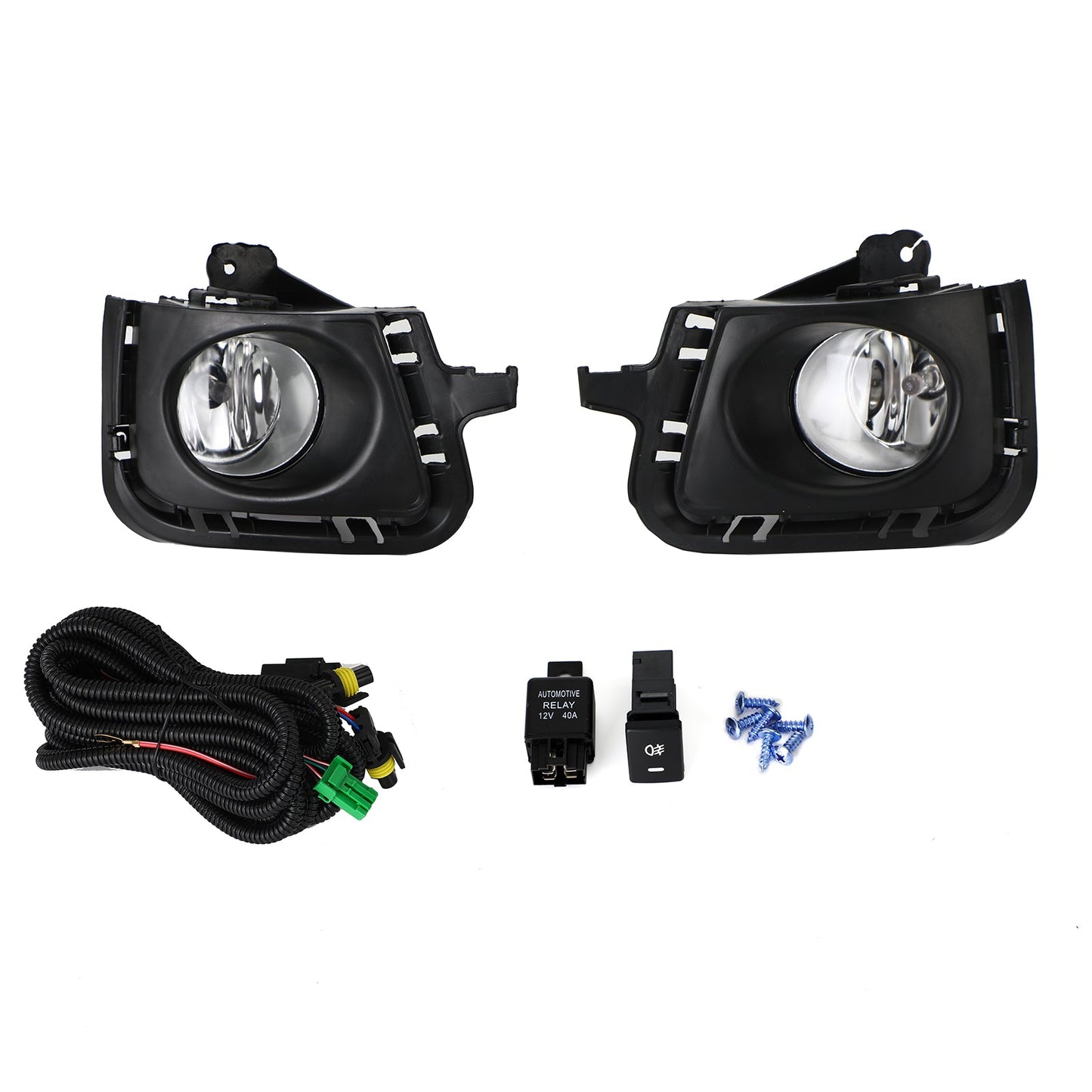 12-14 Toyota Prius C Clear Lens Front Bumper Fog Light Lamps w/Bezel+Switch