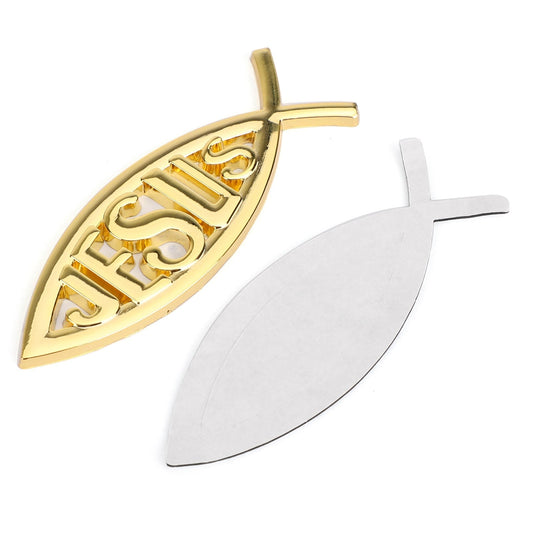 3D Car Decal Emblem Sticker Religious God For Jesus Christian Fish Symbol Gold