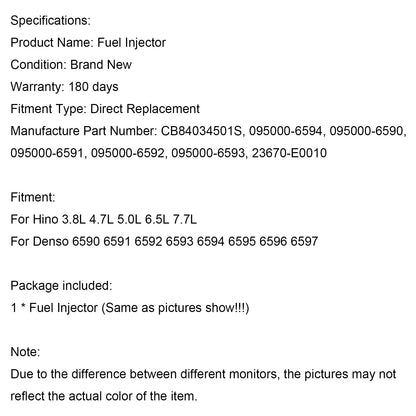Denso 6590 6591 6592 6593 6594 6595 6596 6597 1PCS Fuel Injector 095000-6593 CB84034501S 095000-6590