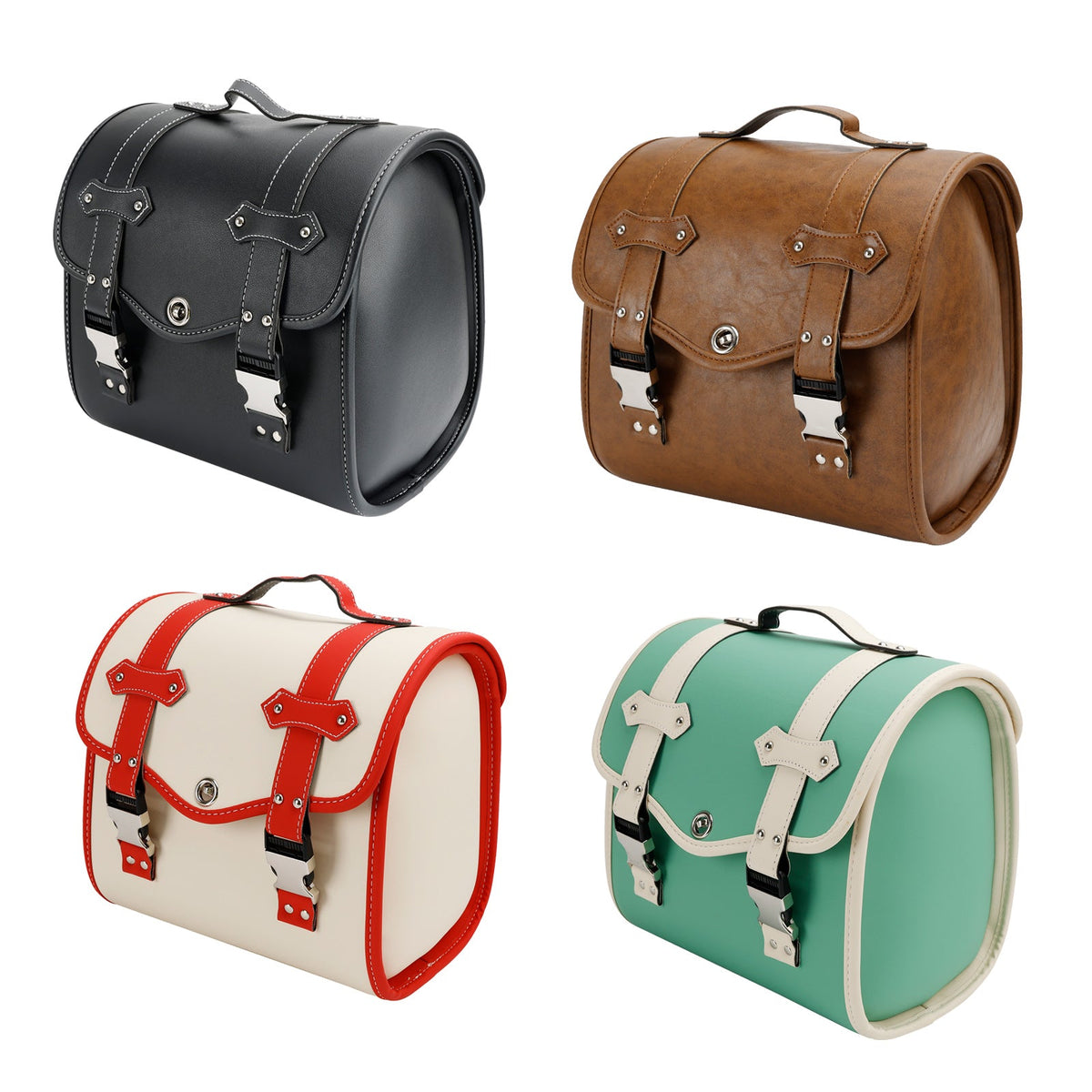 Saddlebag Side Storage Tool Bag Universal Quick Release Pu Motorcycle Brown