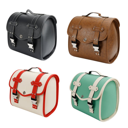Saddlebag Side Storage Tool Bag Universal Quick Release Pu Motorcycle Brown