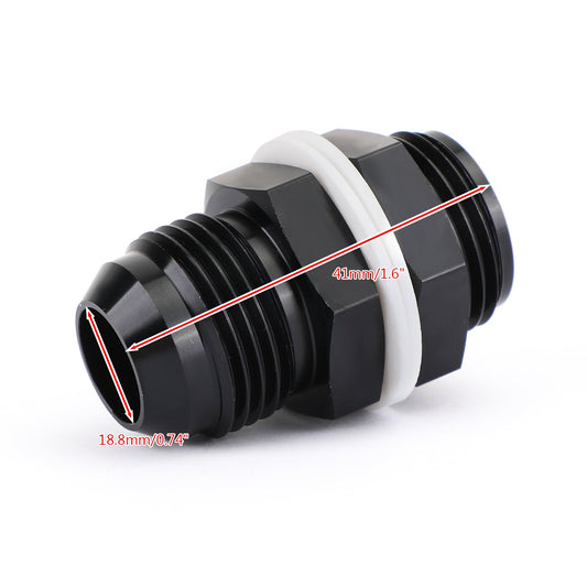8 AN AN8 Flare Fuel Cell Bulkhead Fitting With Washer Black