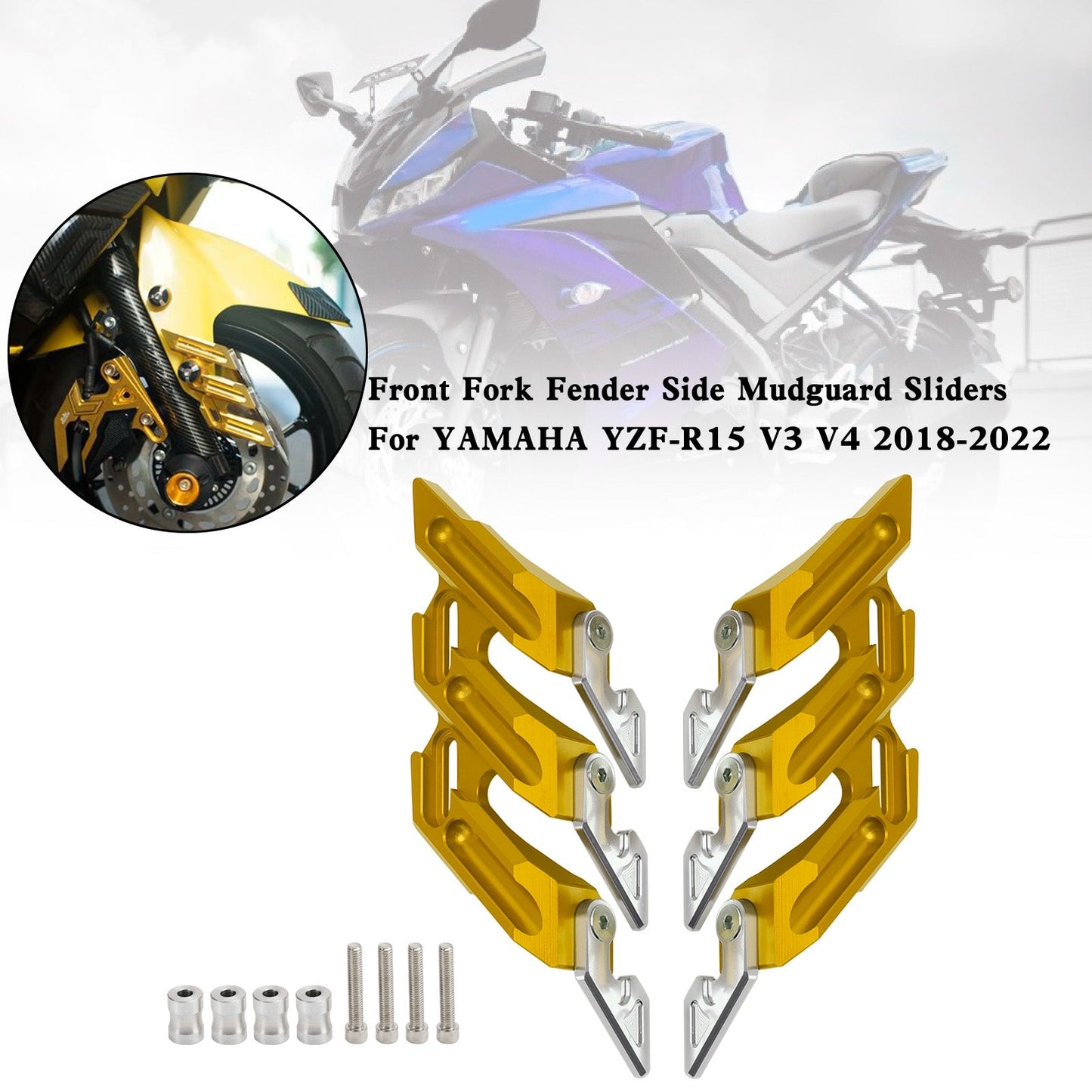 2018-2022 YAMAHA YZF-R15 V3 V4 CNC Front Fork Fender Side Mudguard Sliders
