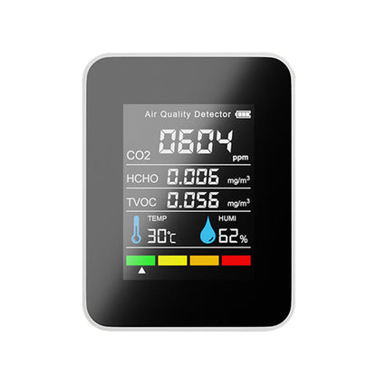 Portable TVOC HCHO CO2 Air Quality Detector Temperature Humidity Tester Monitor, White