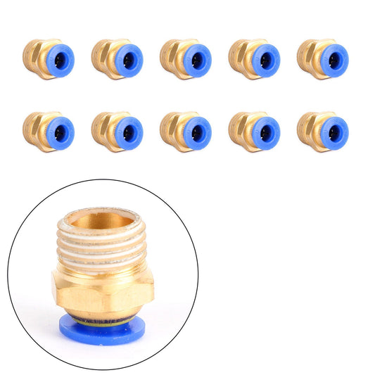 10x Pneumatic 1/4" Tube X 1/8" NPT Male Connector Push In To Air Connect Fitting, 6mm / 1/4"