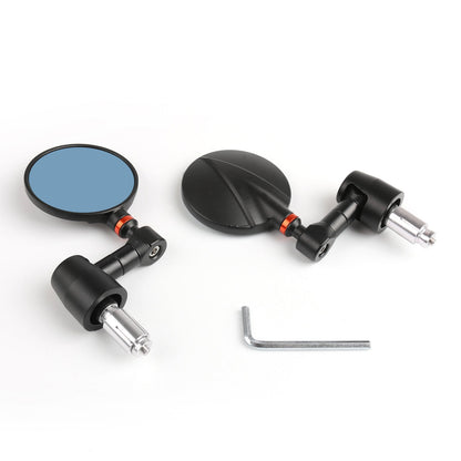 Motorcycle Bike Round Rear Side View 7/8" Bar End Mirrors Universal Black
