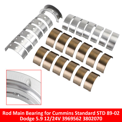 89-02 Dodge 5.9 12/24V Cummins Standard STD 3969562 3802070 Rod Main Bearing