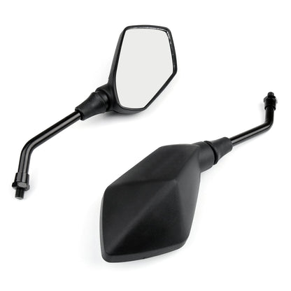 Motorcycle 10mm Black Rear View Side Mirrors For Honda Suzuki Kawasaki