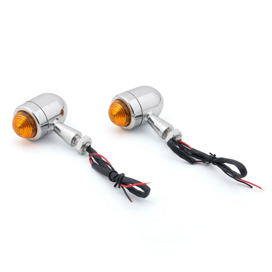 2x Bullet Mini Heavy Duty Motorcycle Turn Signal Indicators Light Blinkers Black Champoo
