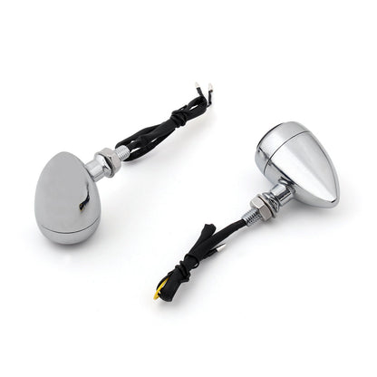 Harley Chopper Cafe LED Bullet Turn Signals Indicators Racer Chrome Champoo