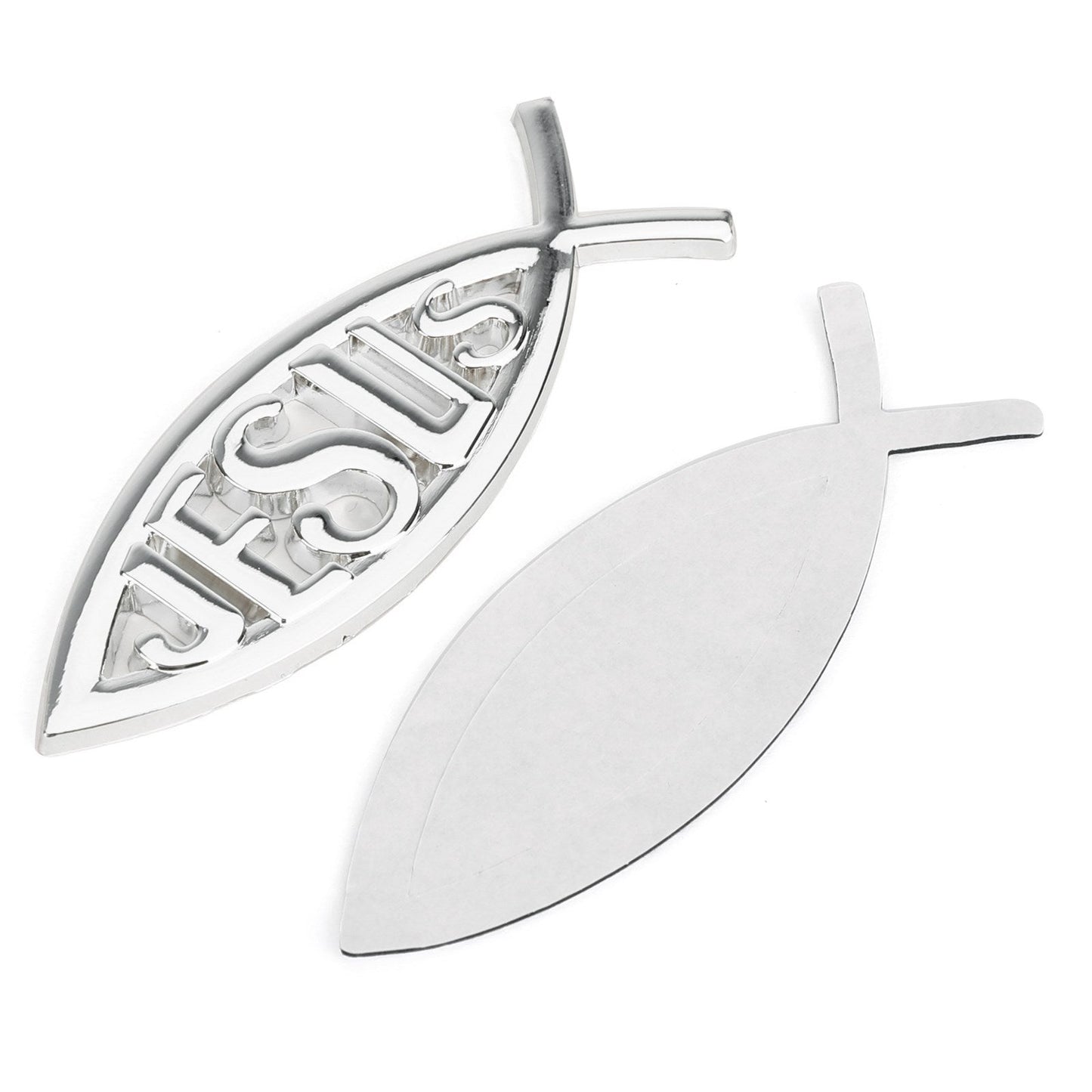 Jesus Christian Fish Symbol Silver 3D Car Decal Emblem Sticker Religious God