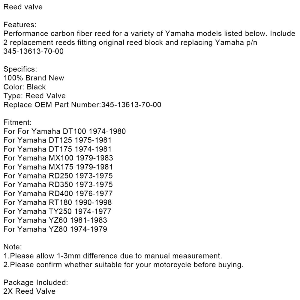 Reed Valve Set for Yamaha DT100 DT125 DT175 RD350 RD300 RD250
