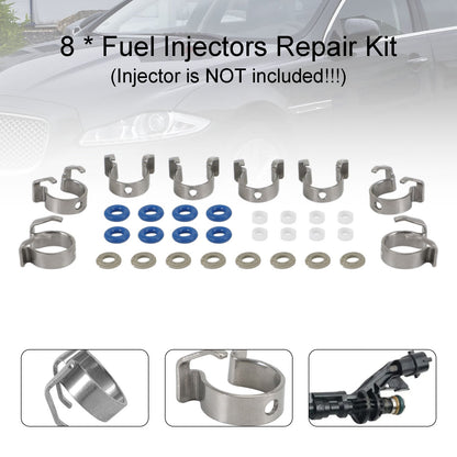 8PCS Fuel Injectors Repair Seal Kit 0261500105 FJ1161 Jaguar/Range Rover 5.0L V8