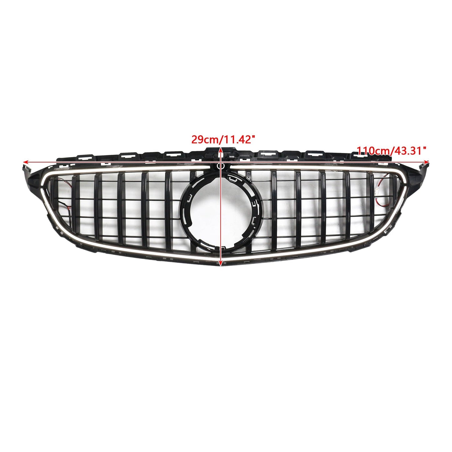 2015-2021 Mercedes Benz C-Class W205 C200 C250 C300 C350 Black Front Bumper Grill Grille W/LED