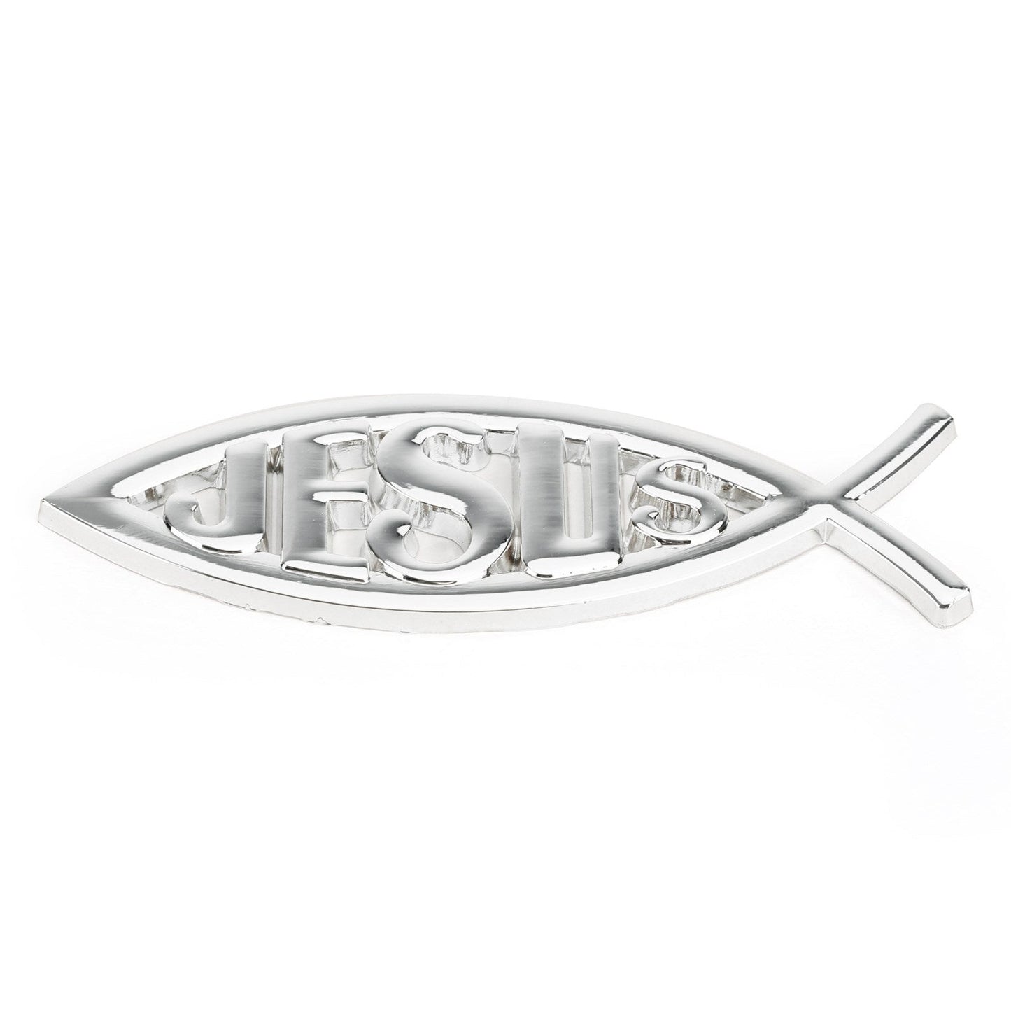 Jesus Christian Fish Symbol Silver 3D Car Decal Emblem Sticker Religious God