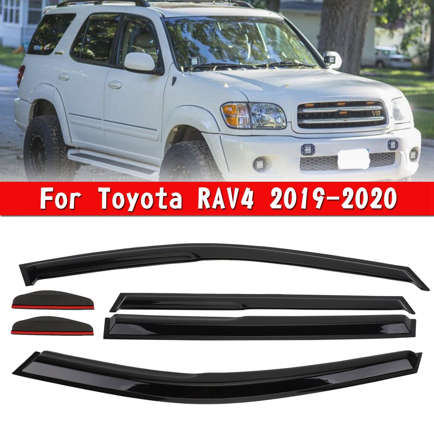 2019-2020 Car Window Sun Rain Guard Visors Kit 6PCS Toyota RAV4