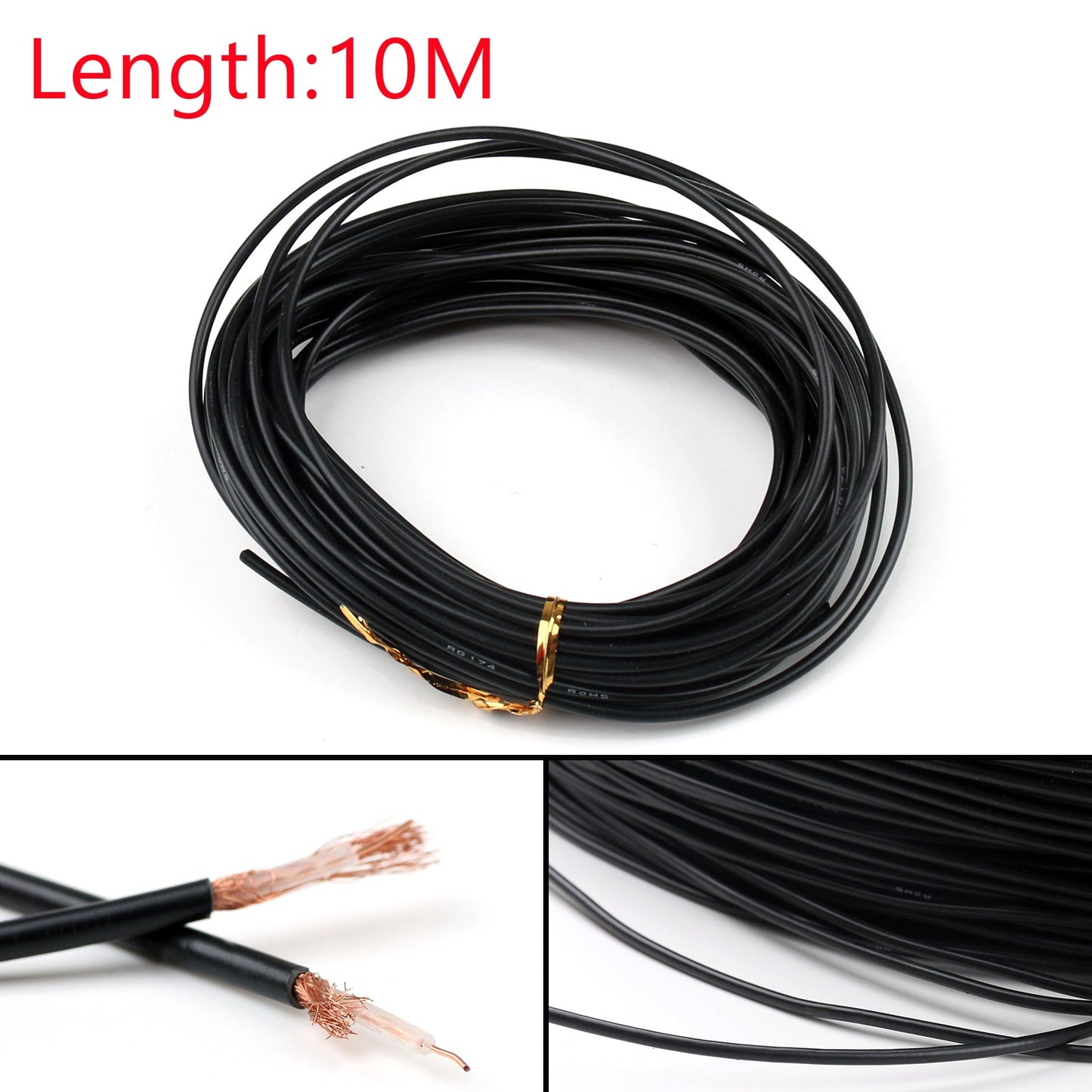 RG174 RF Coaxial Cable Connector 50ohm M17/119-RG174 Coax Pigtail, 10M