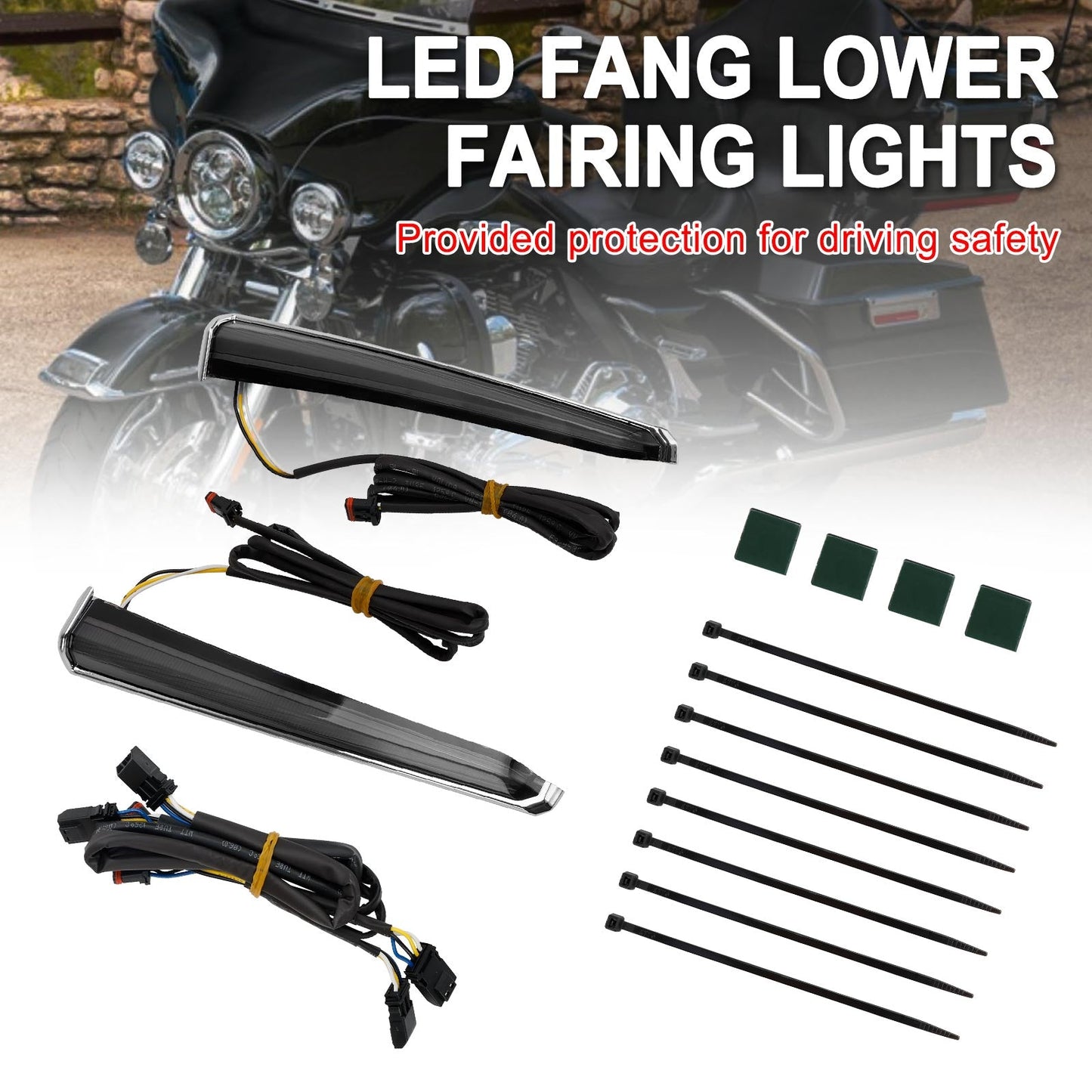 45801 LED Fang Lower Fairing Lights for Touring Road Glide 2014-2023 Champoo