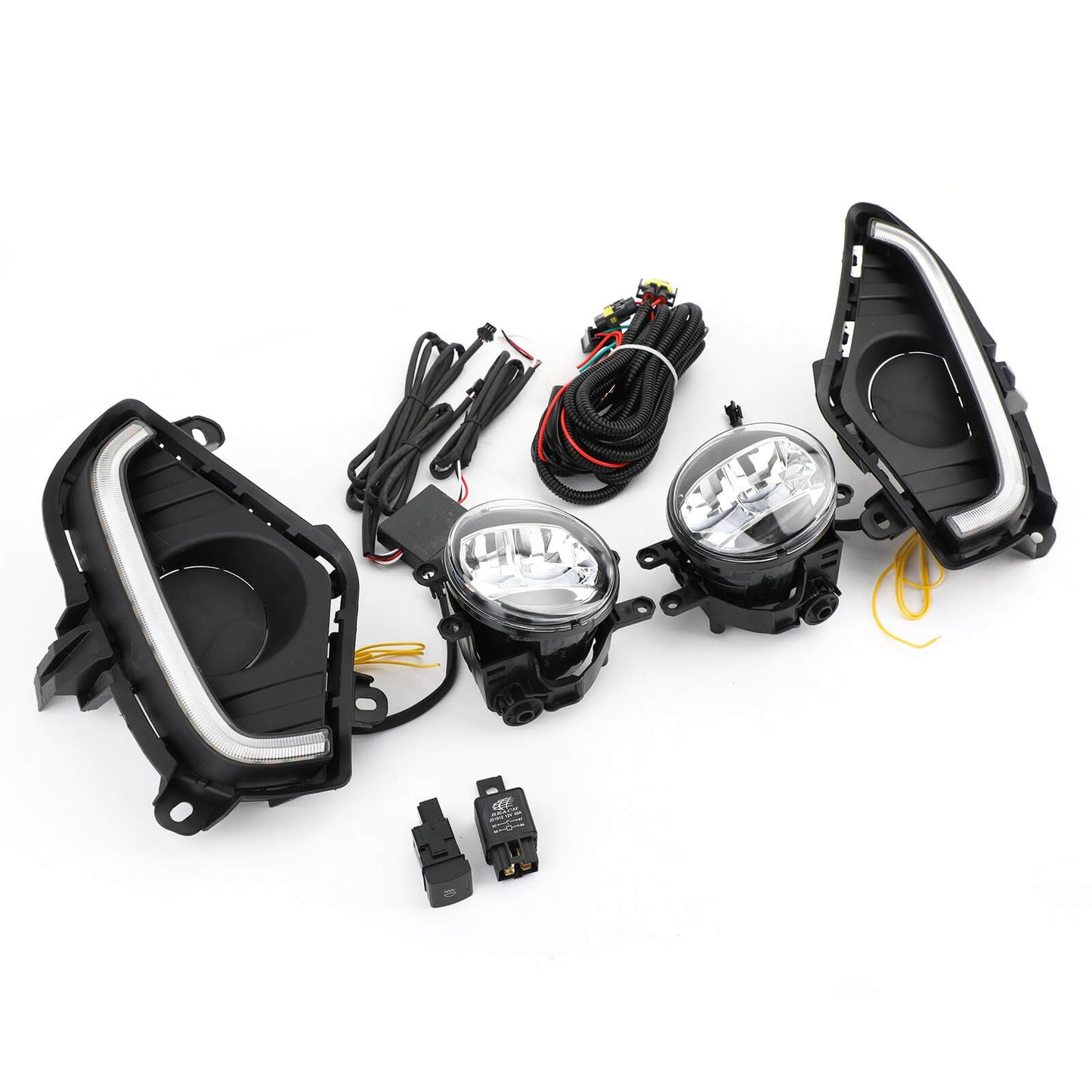 Pair LED DRL Driving Lamp Fog Light Wiring Switch Kit For For Toyota RAV4 2019-2020