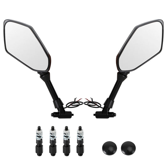 Black M8 M10 Rear View Led Mirror Pair W/ Turn Signal Indicator For Aprilia