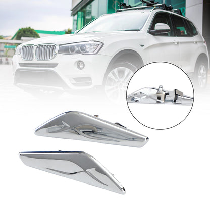 BMW F25 F26 X3 Pair Chrome Front Side Fender Trim Finisher 51117338569 51117338570