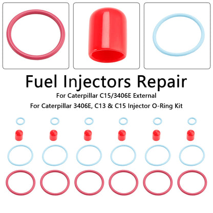 Caterpillar CAT C15/3406E External 6Pcs Fuel Injectors Seal O-Ring Kit 2481394 1895390