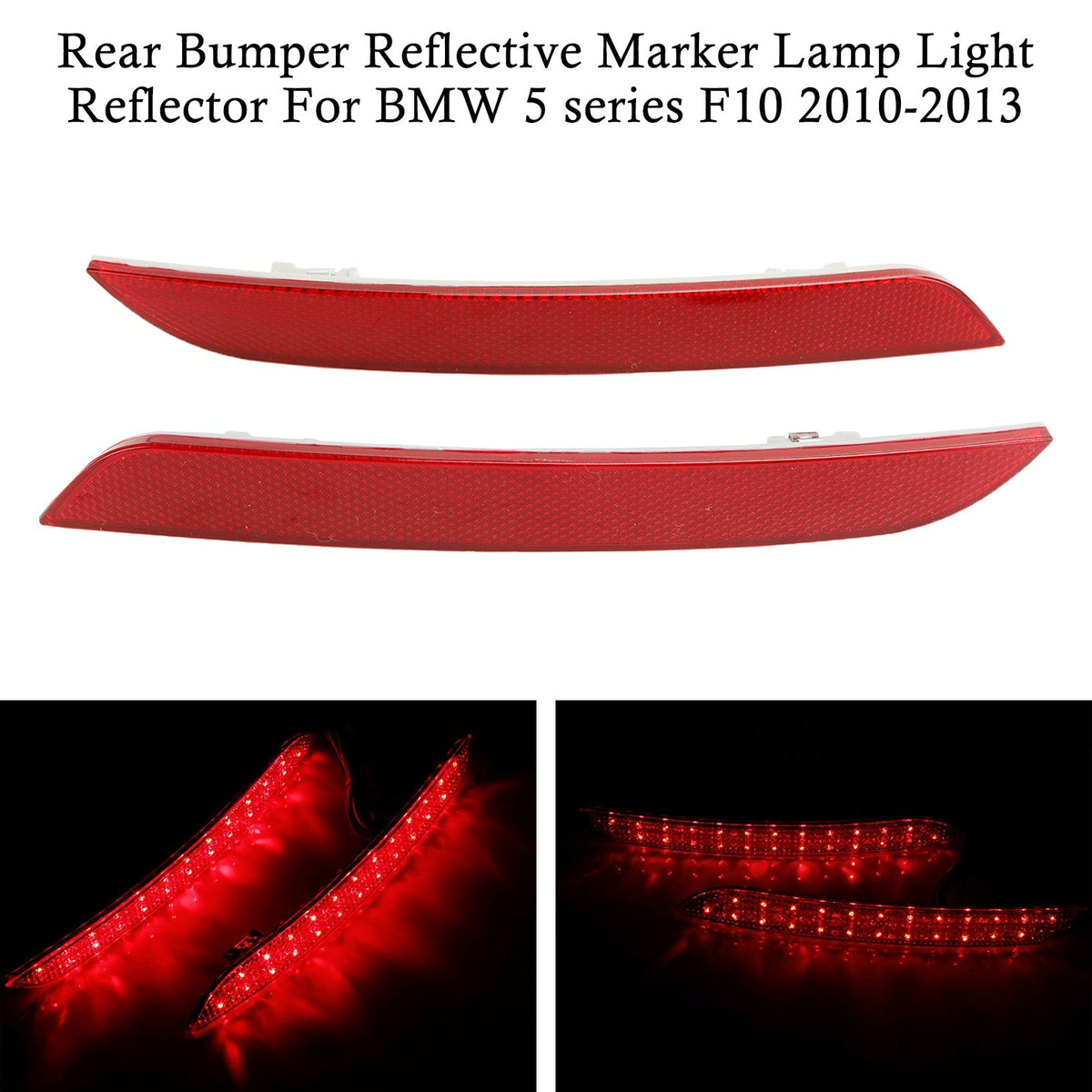BMW 5-Series F10 F18 10-13 Rear Bumper Reflective Marker Lamp Light Reflector 63147203237 63147203238