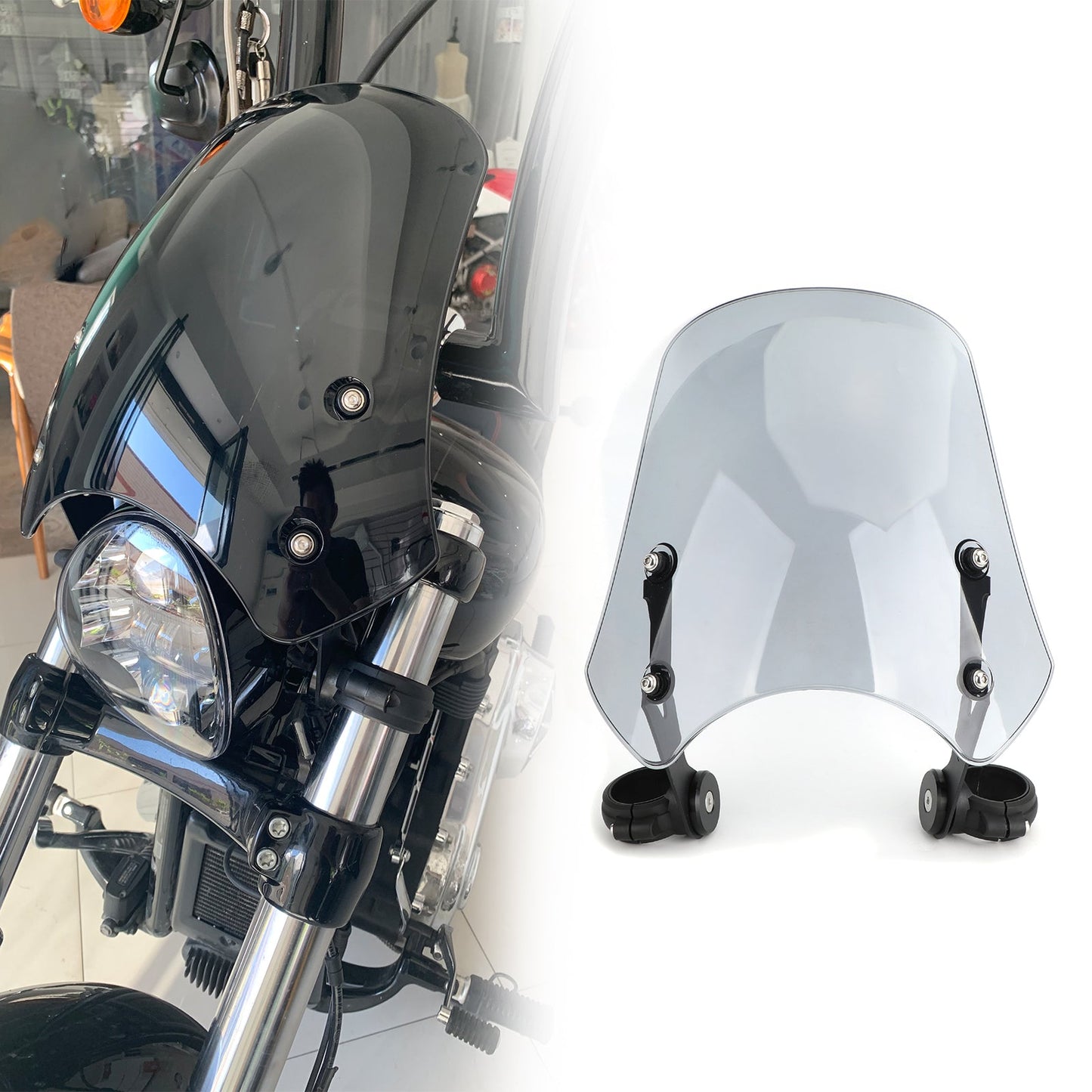 ABS Motorcycle Windscreen Windshield for Harley Dyna Softail Models Gray