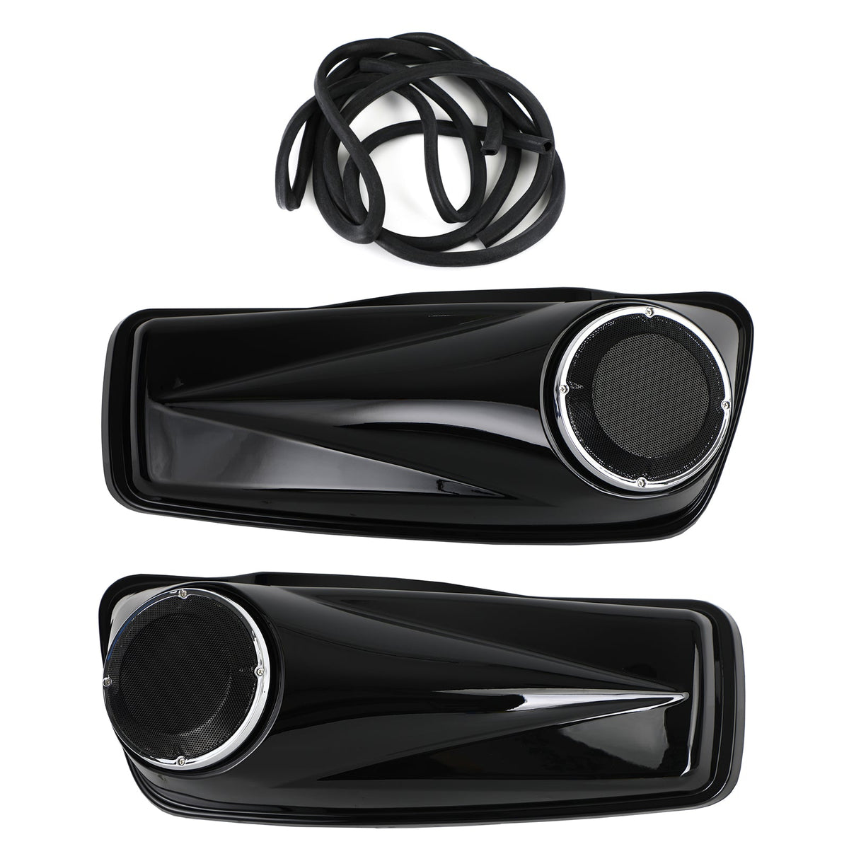 Black 6.5" Saddlebag Speaker Lids For Harley Touring Road King Glide 2014-2021