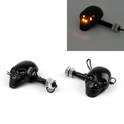 Motorcycle Skull Head Turn Signal Indicator Blinker 12V LED Light L0 Champoo