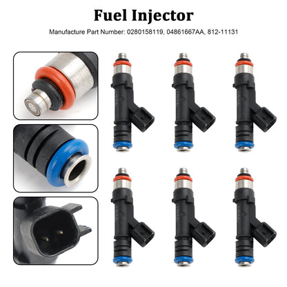 2008-2010 Dodge Grand Caravan 3.3L 3.8L 6PCS Fuel Injector 0280158119 812-11131