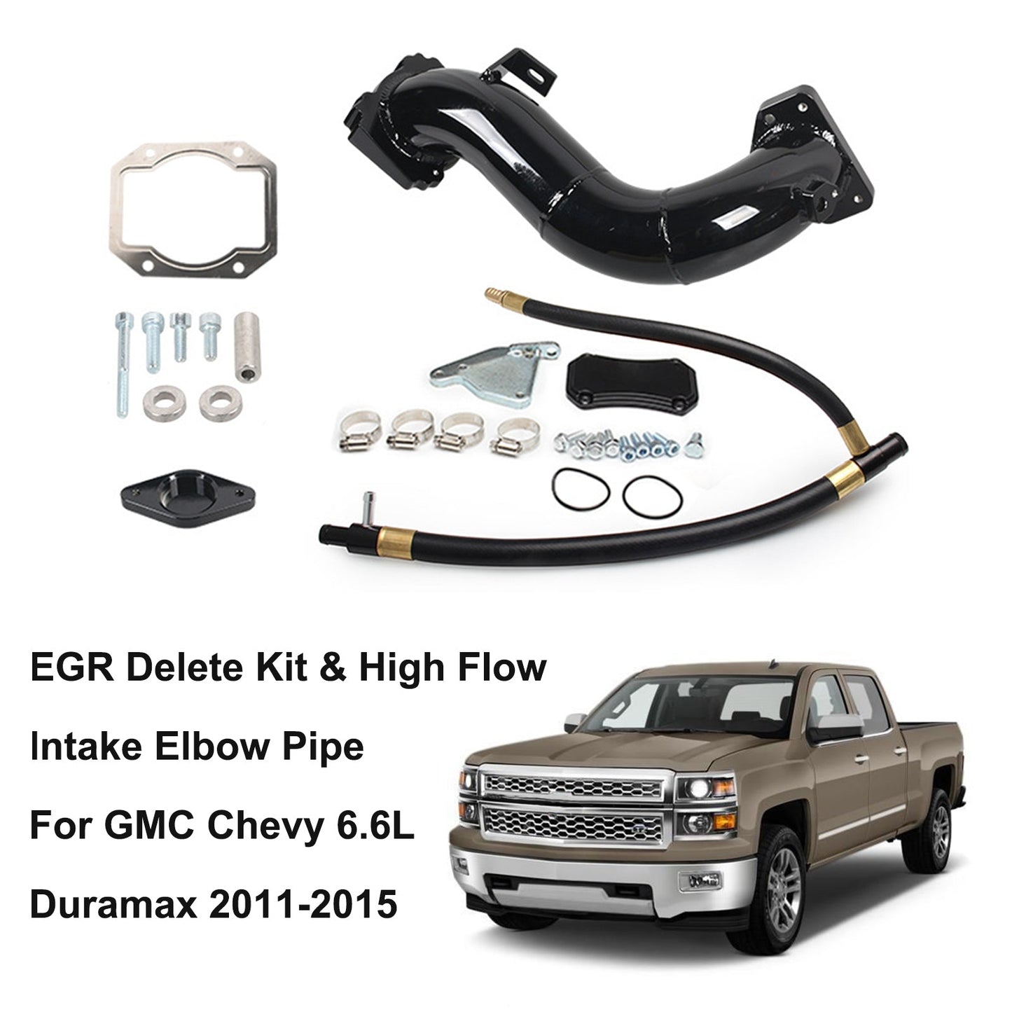 GMC Chevy 6.6L LML Duramax 2011-2015 EGR Delete Kit & High Flow Intake Elbow Pipe
