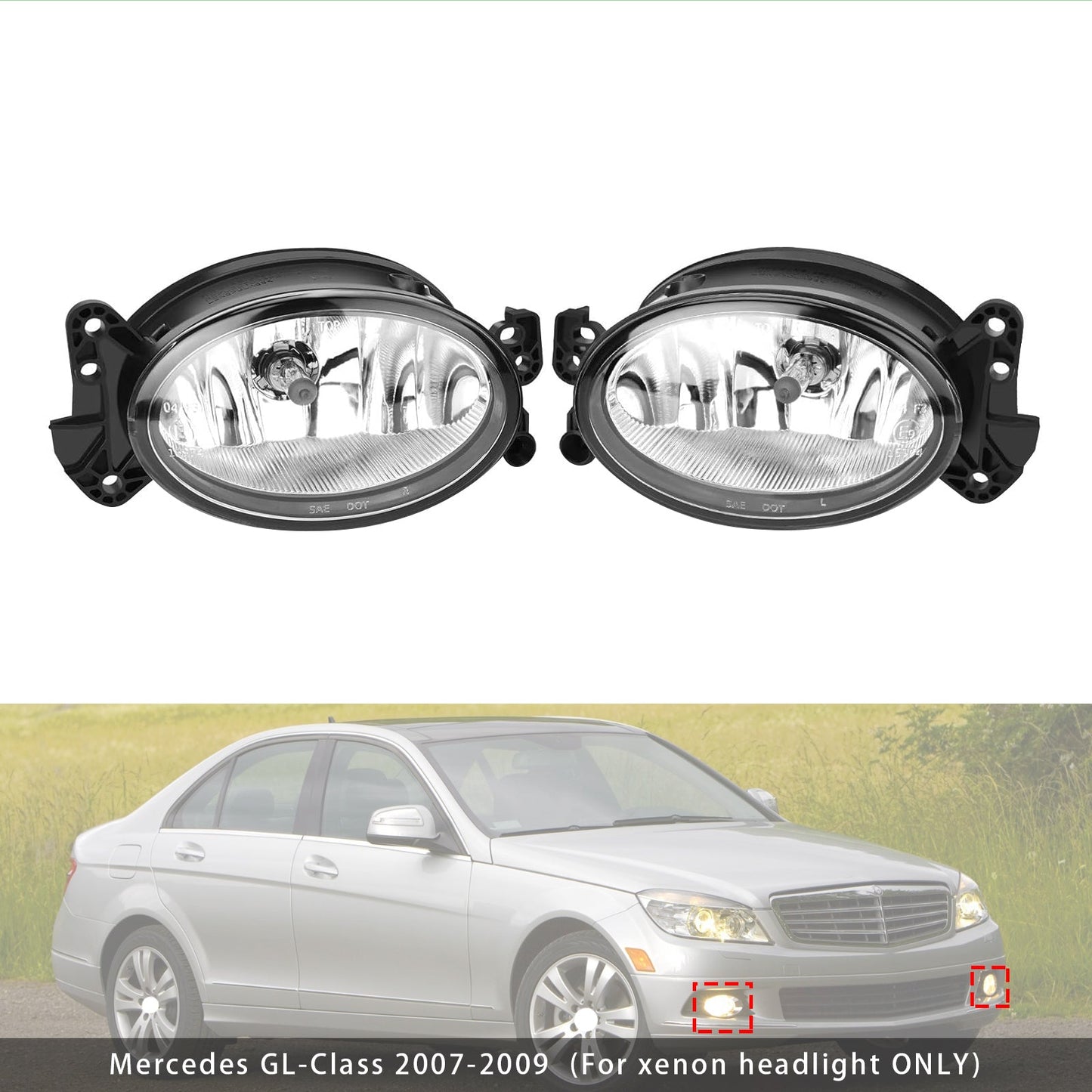2002-2009 Mercedes G-Class Pair Front Fog Light Lamps With Bulbs A1698201556 A1698201656