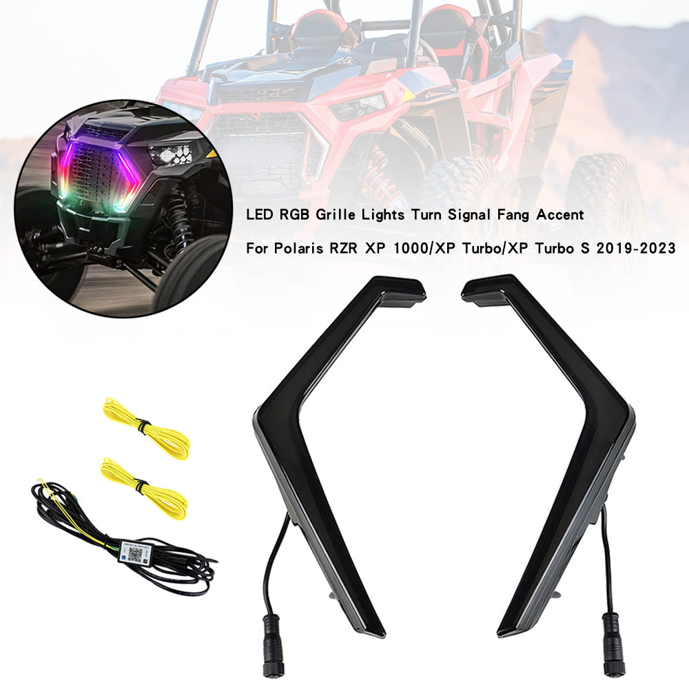 LED RGB Grille Lights Turn Signal Fang Accent For Polaris RZR XP 1000/XP Turbo/XP Turbo S 2019-2023 Champoo