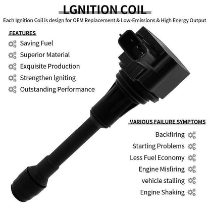 2009-2010 Infiniti M35 3.5L V6 6PCS Ignition coil+6PCS Spark Plug UF550 CUF2118 673-4029 5C1727