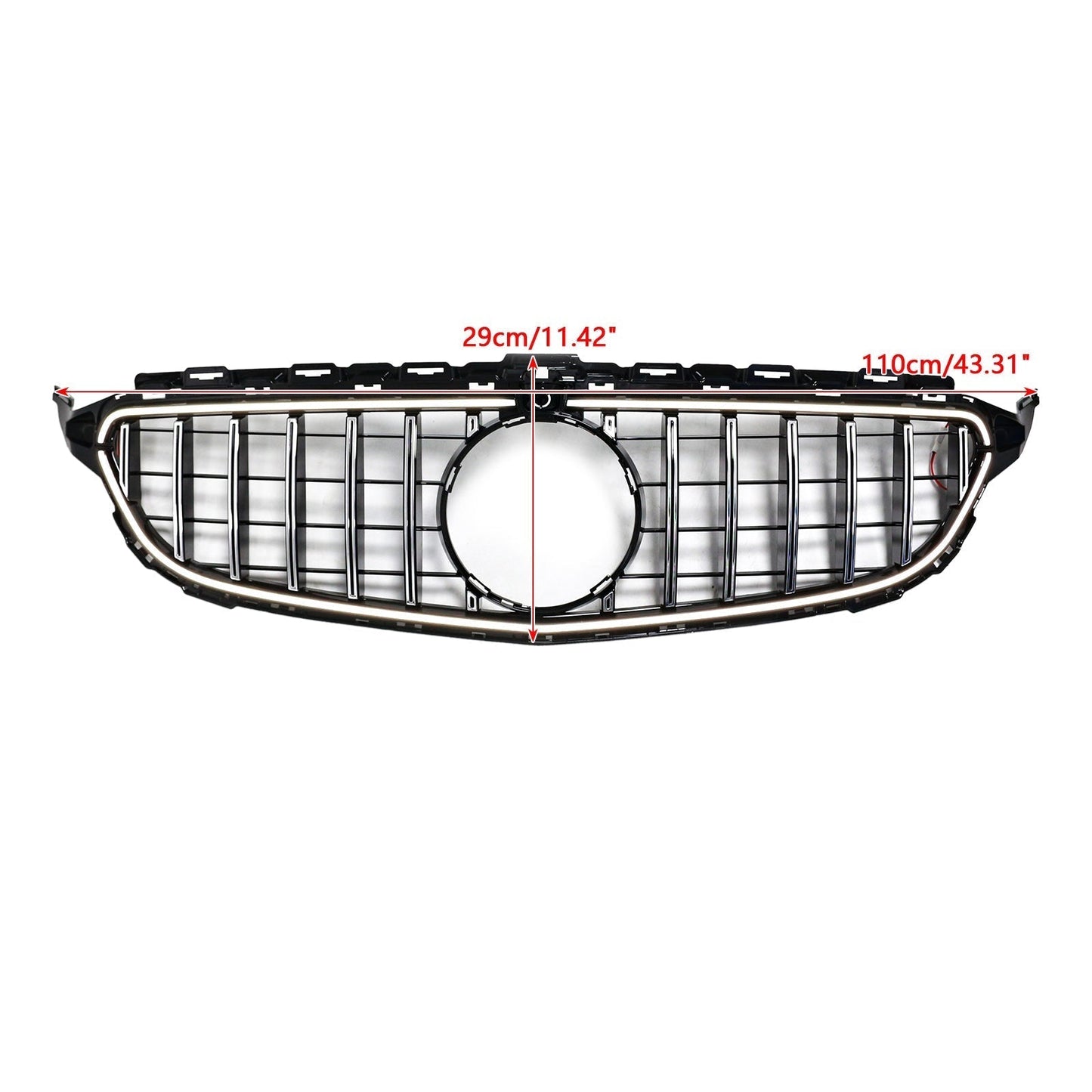 2015-2021 Mercedes Benz C-Class W205 C200 C250 C300 C350 Chrome Front Bumper Grill Grille W/LED