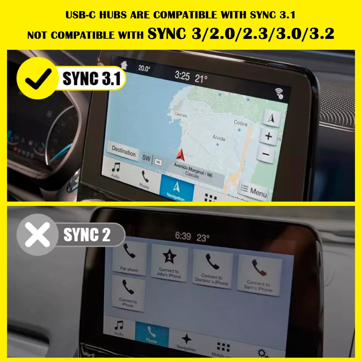 2017-2022 Ford F-250 F-350 Apple USB CarPlay Upgrade Interface Module Sync 3 Media Hub F HC3Z-19A387-E