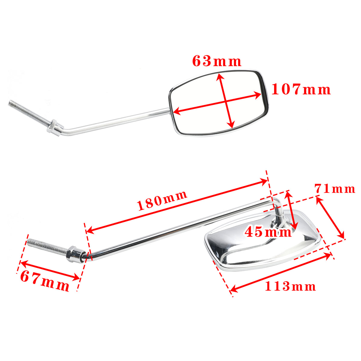 Mirror Set Fits Honda CA100 CA110 CA200 CM90 CM91 C65 C50 C70 C90 C100 C110 C102