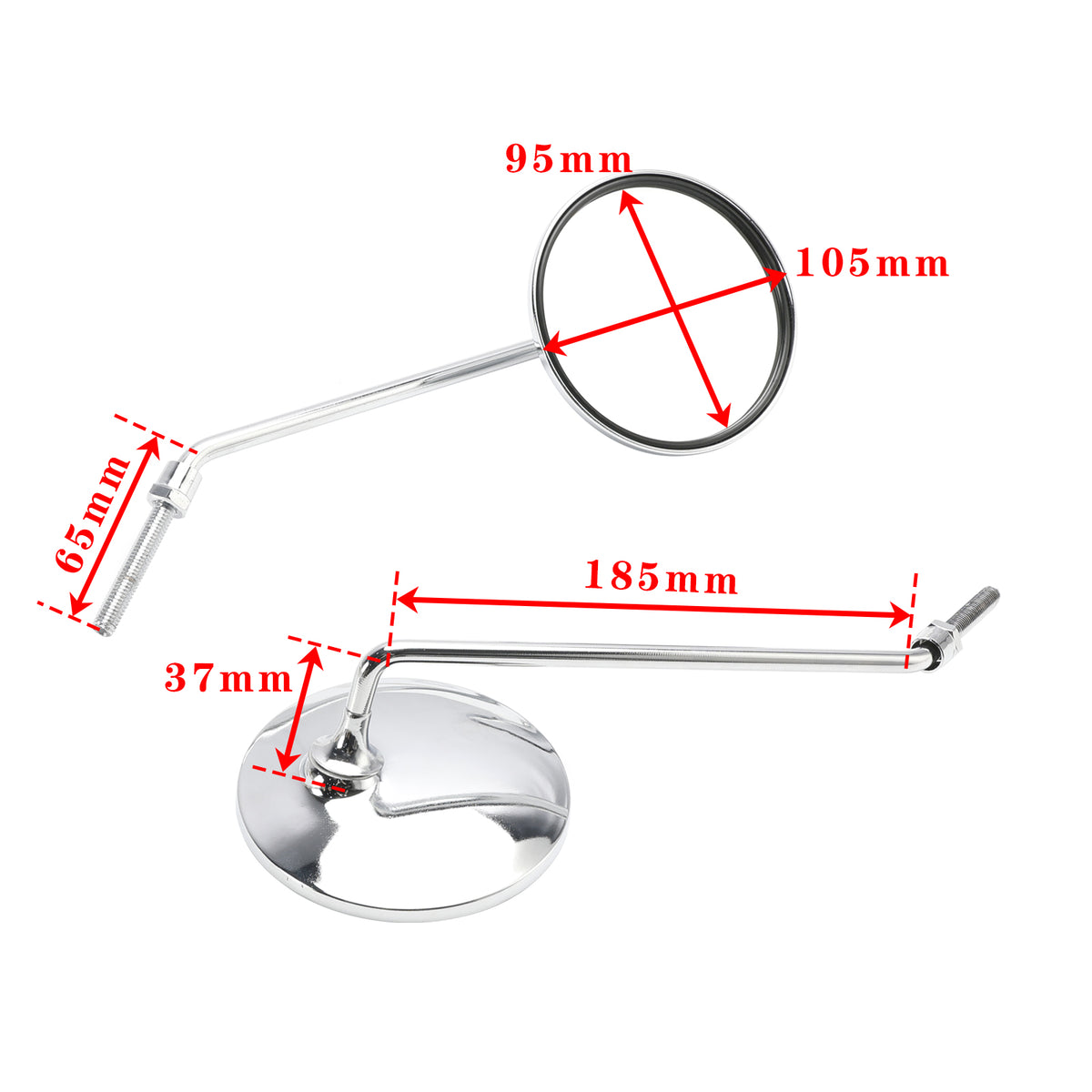 Pair Mirror Set 8mm Fits HONDA C50 C65 C70 C90 CM91 CM90 CB100 CB125S CL100