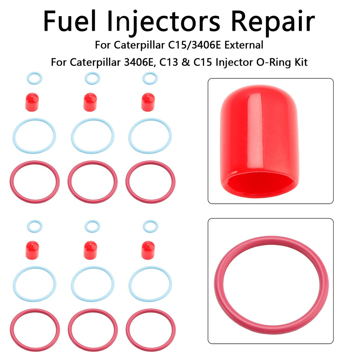 Caterpillar CAT C15/3406E External 6Pcs Fuel Injectors Seal O-Ring Kit 2481394 1895390