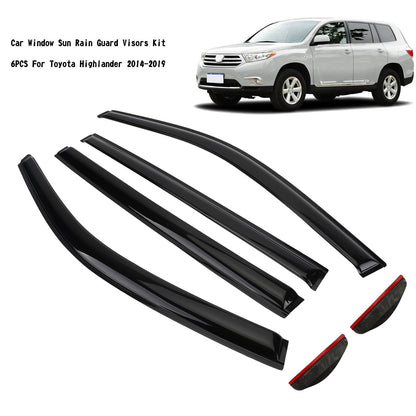 Car Window Sun Rain Guard Visors Kit 6PCS Toyota Highlander 2014-2019