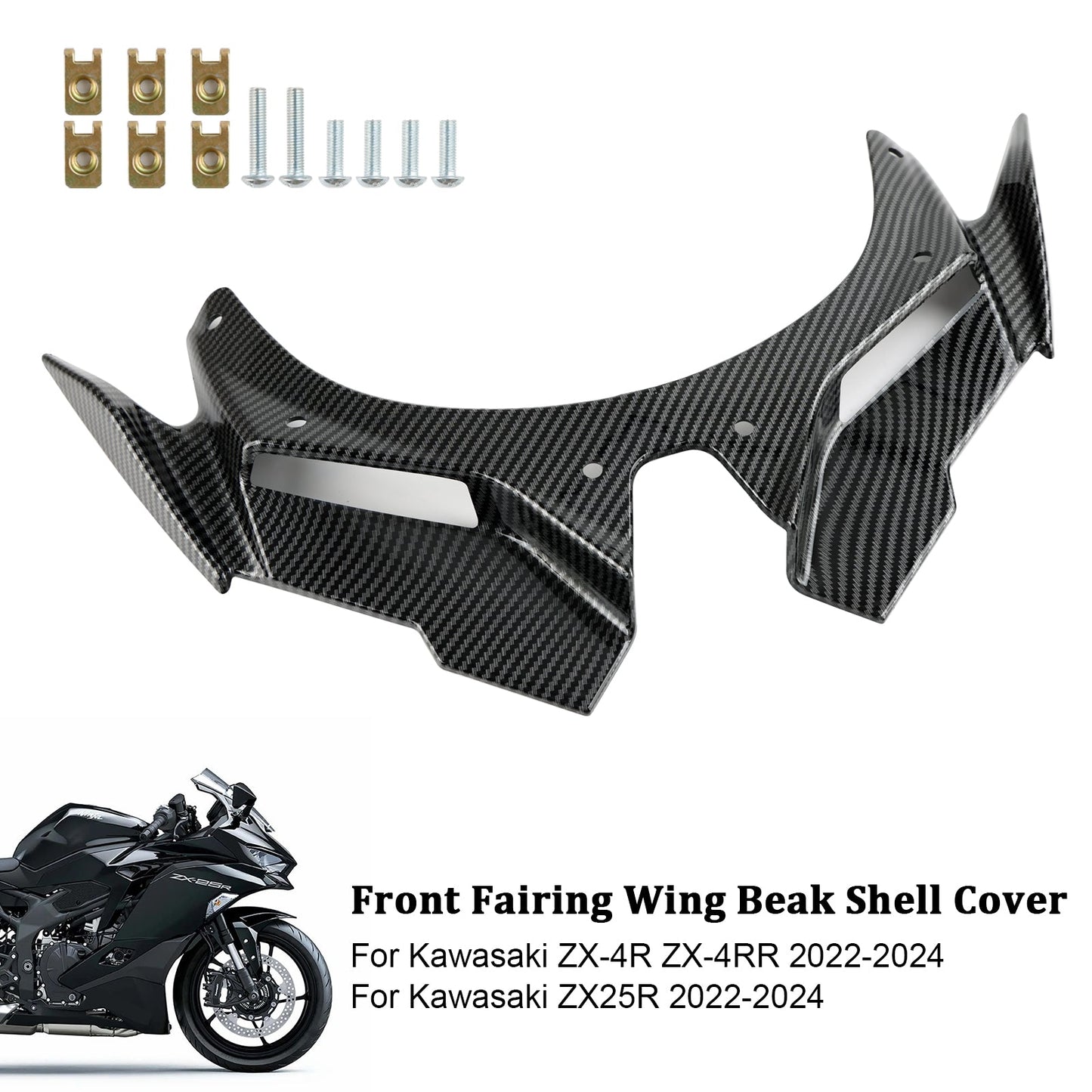 Front Fairing Wing Beak Shell Cover For Kawasaki ZX4R ZX4RR ZX25R 22-24