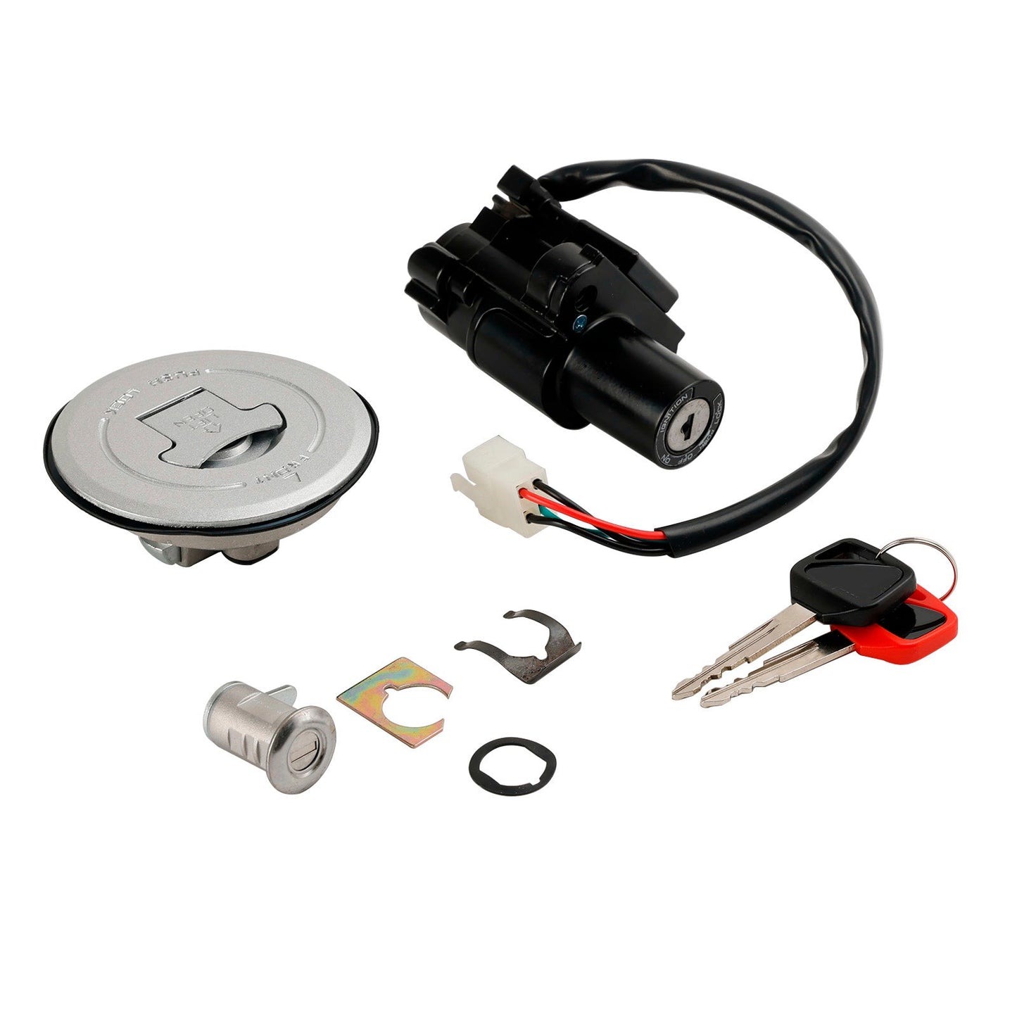 00-07 Honda CB250F Hornet S 600 Ignition Switch Fuel Tank Cap Seat Lock Set 35010-MBZ-D01 17620-MBZ-611