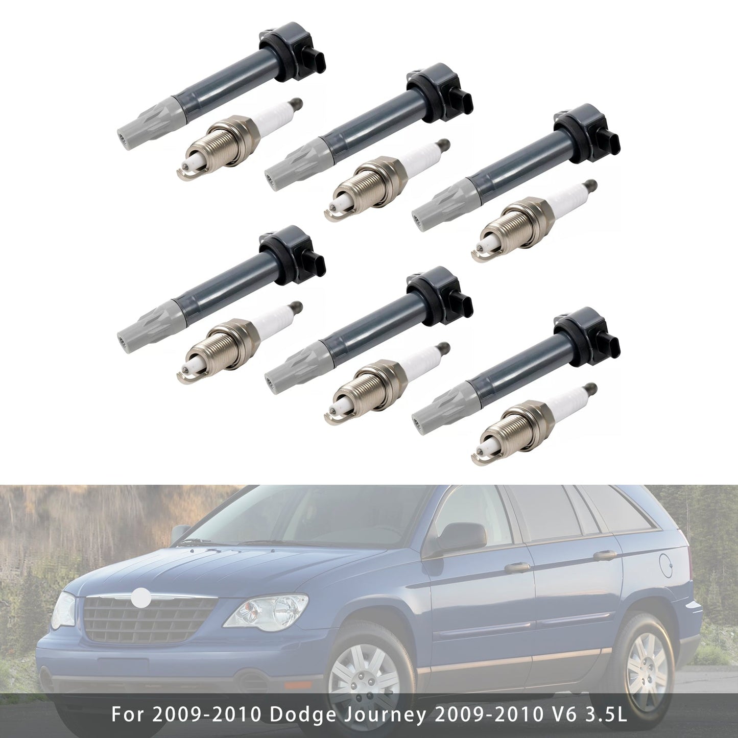 2006-2010 Dodge Charger V6 2.7L 6pcs Ignition Coil & Spark Plugs UF502 4606869