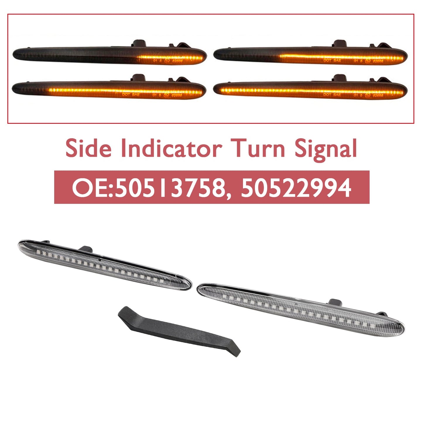 2010-2016 Alfa Romeo Giulietta Ti Sprint Clear LED Sequential Blinker Side Indicator Turn Signal 50513758